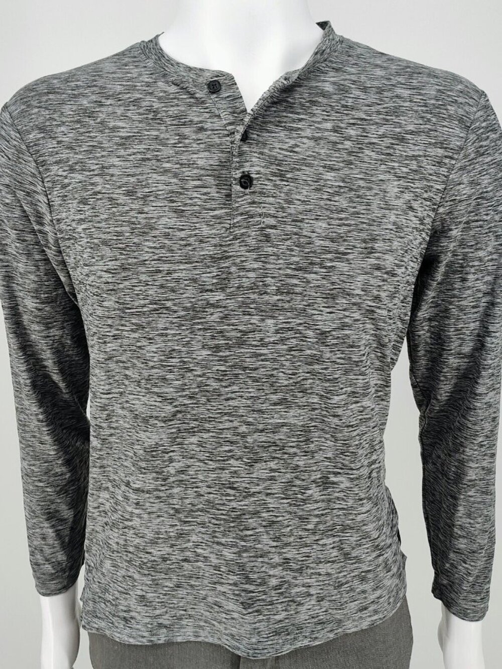 Rugby University Black/Gray Long Sleeve Stretch Henley (Small)